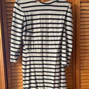 Old Navy Gray and Black Striped Long Sleeve Dress